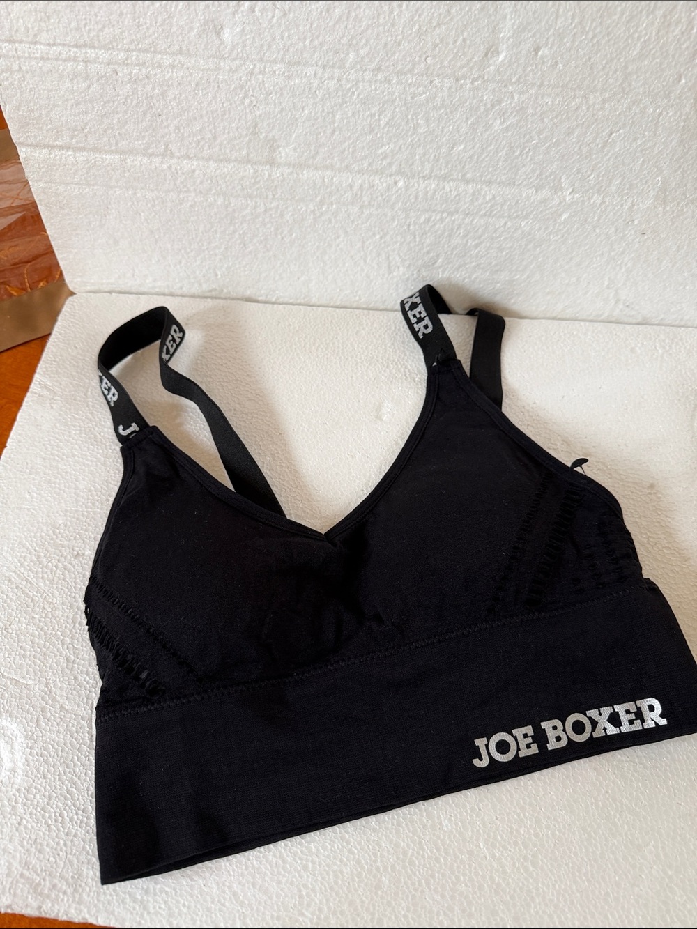 New Joe Boxer Black Logo Elastic Strap BraletteM